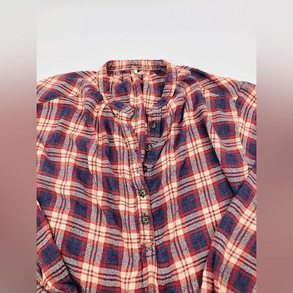 FREE PEOPLE | Northern Bound Plaid Shirt In Dark Red | size large - Picture 5 of 7
